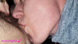 horny "stepson" sucks mama's hairy, wet, fleshy butterfly twat and gets rammed