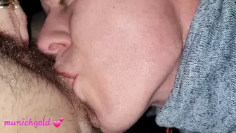 horny "stepson" sucks mama's hairy, wet, fleshy butterfly twat and gets rammed