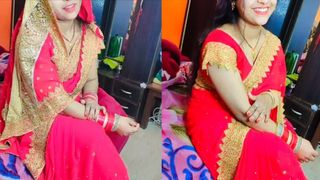 Red Saree pretty Alluring Bhabhi Ko Ghar me pela