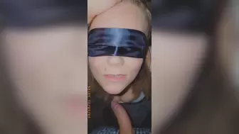 Submissive skank blindfolded degraded and was fed a nice load