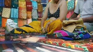 Rajashthani innocent cloth merchant seduced by fine bitch customer for gets cloths in free real sex in shop , hindi audi