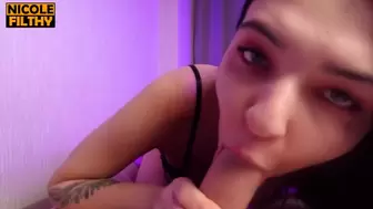 ORAL SEX SELF PERSPECTIVE ATTRACTIVE SMALL SKANK - SPUNK IN MOUTH