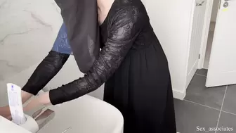 Muslim arab maid in hijab is willing to do anything for her client to make her client happy