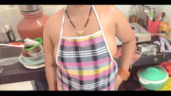POINT OF VIEW. StepMom got Caught naked in kitchen in cute dress