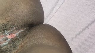 Moaning while fingering my horny african twat. I can't ant stop cums