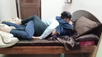 Indian sleazy lovers horny kissing and fucking home alone