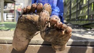Muddy Soles - playing with mud between my toes in my back garden
