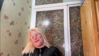 Mommy in Latex Welcomes to Her Stepson John After Long Absence