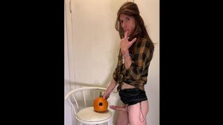 Trans Bitch Slutty Talks and Mounts a Poor Little Submissive Pumpkin Till She Cumming