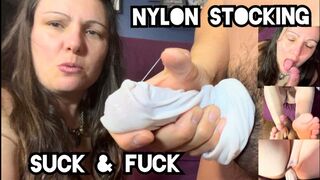 Nylon Stocking Dick Rides Wet Snatch & Facial