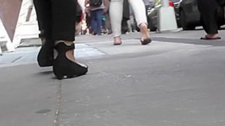 Slightly Dirty Ebony And Ivories Street Feet Walking - slow motion