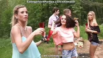 Filthy college sluts turn an outdoor party into wild fuck