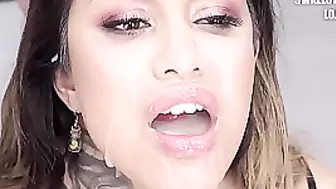PremiumBukkake - Roxy Lips swallows 100 huge mouthful cumshots